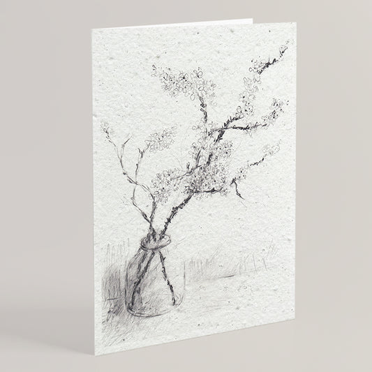 Carte double en papier ensemencé blackthorn blossom S