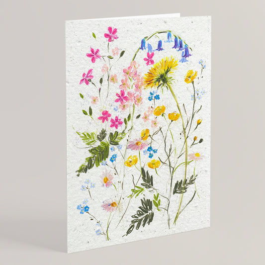 Carte double en papier ensemencé dandelion S