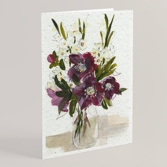 Carte double en papier ensemencé narcissus S