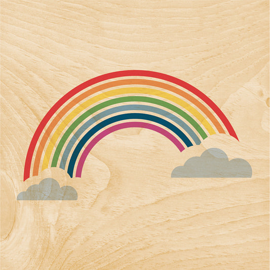 Poster 45T en bois Miami rainbow W