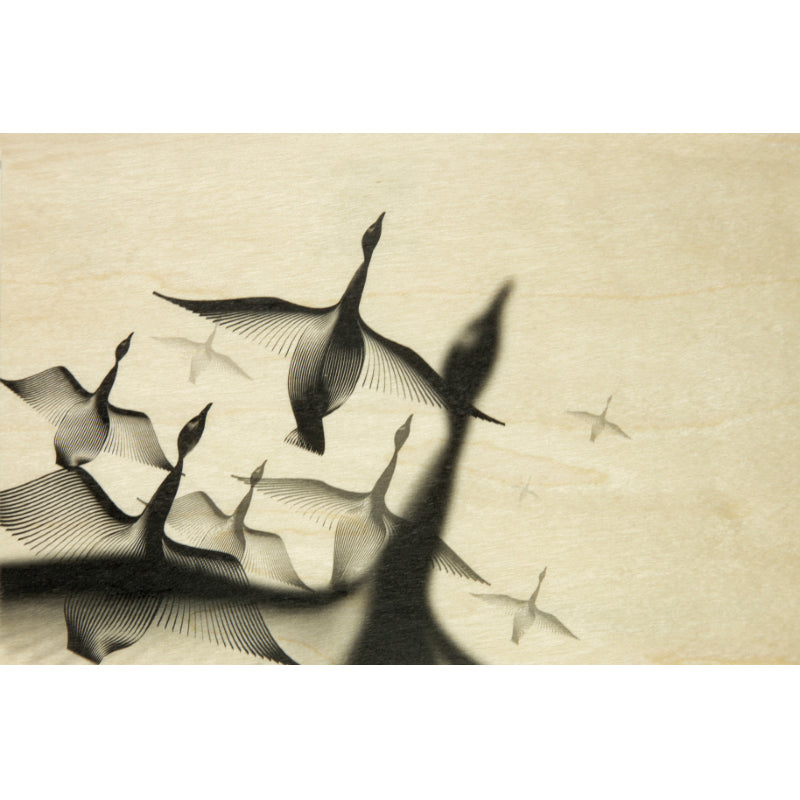 Wood postcard animals geese W