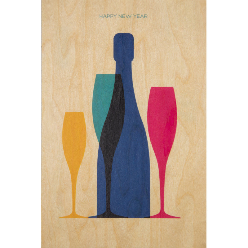 Carte en bois greetings 2 BL HNY W