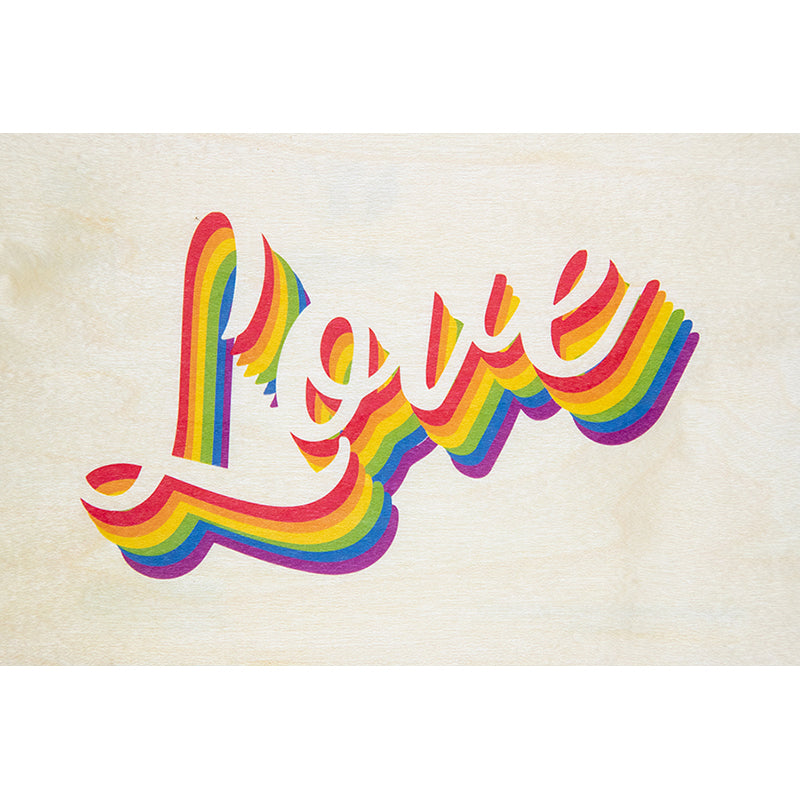 Carte en bois greetings 2 love rainbow W
