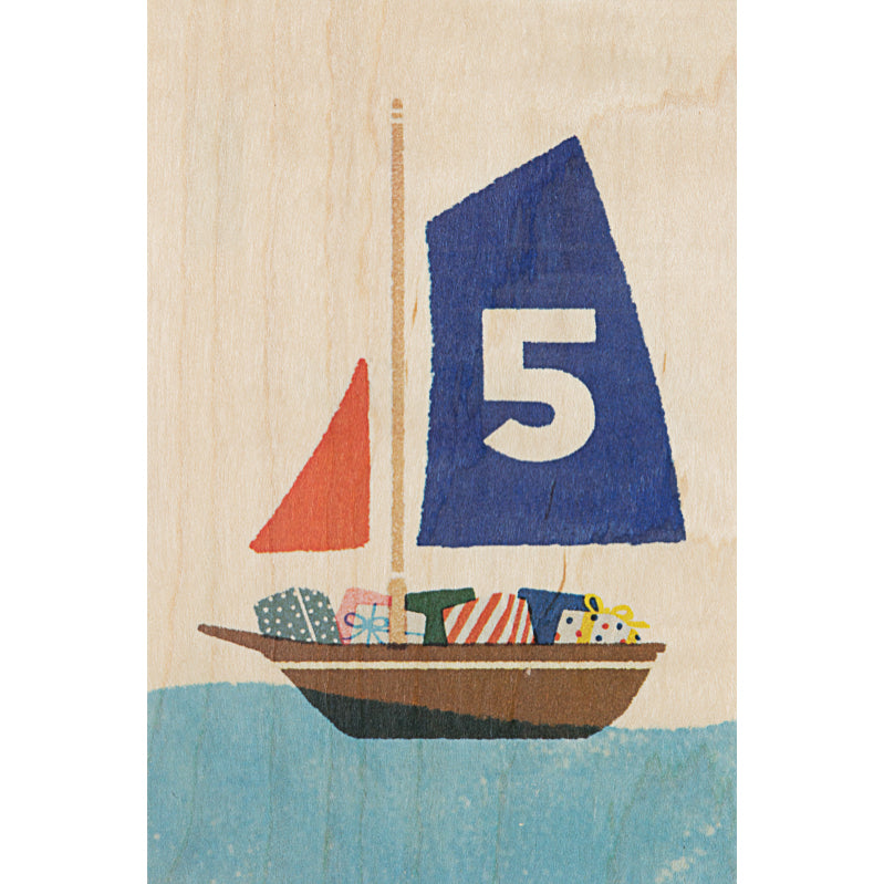Carte en bois numbers 5 W