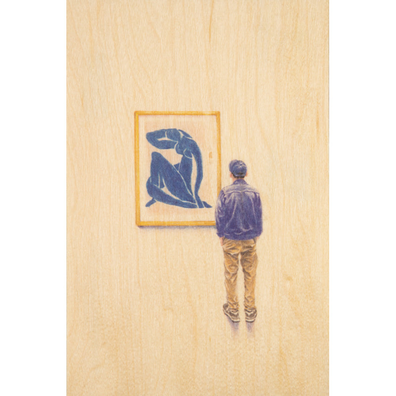 Wood postcard people at museum Matisse W