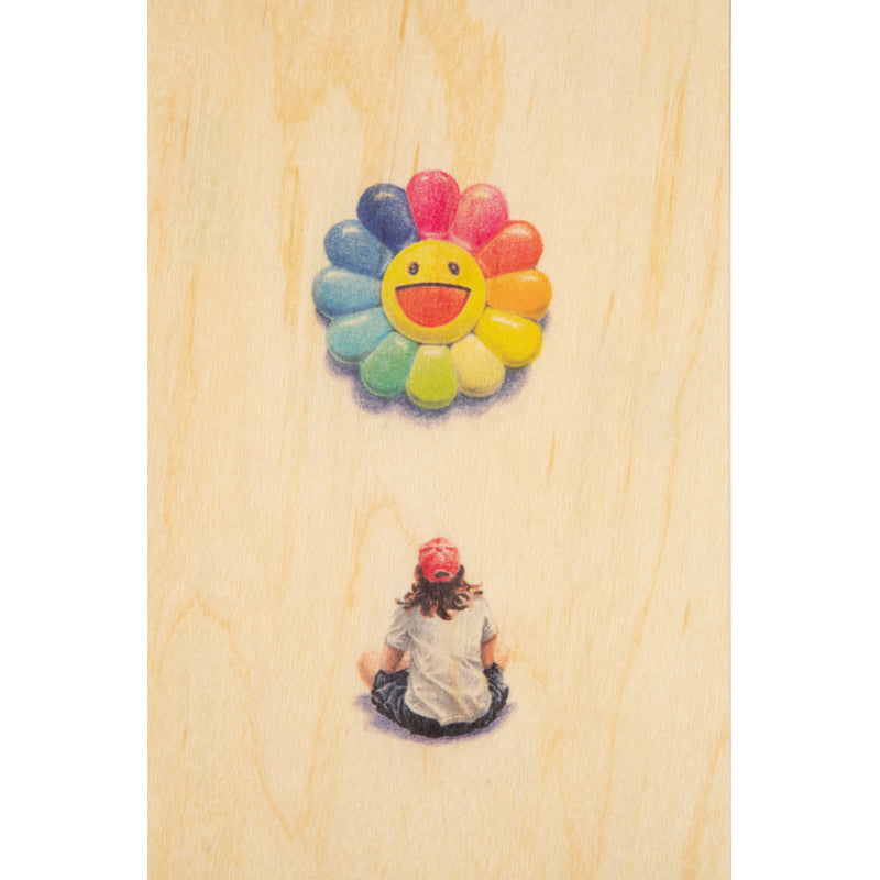 Wood postcard people at museum Murakami W