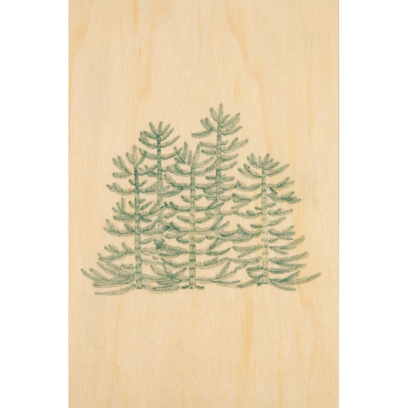 Carte en bois petit gramme sapins W