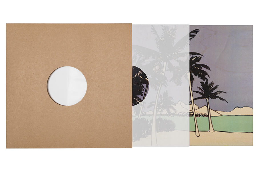 Poster 33T en bois holidays palm trees W