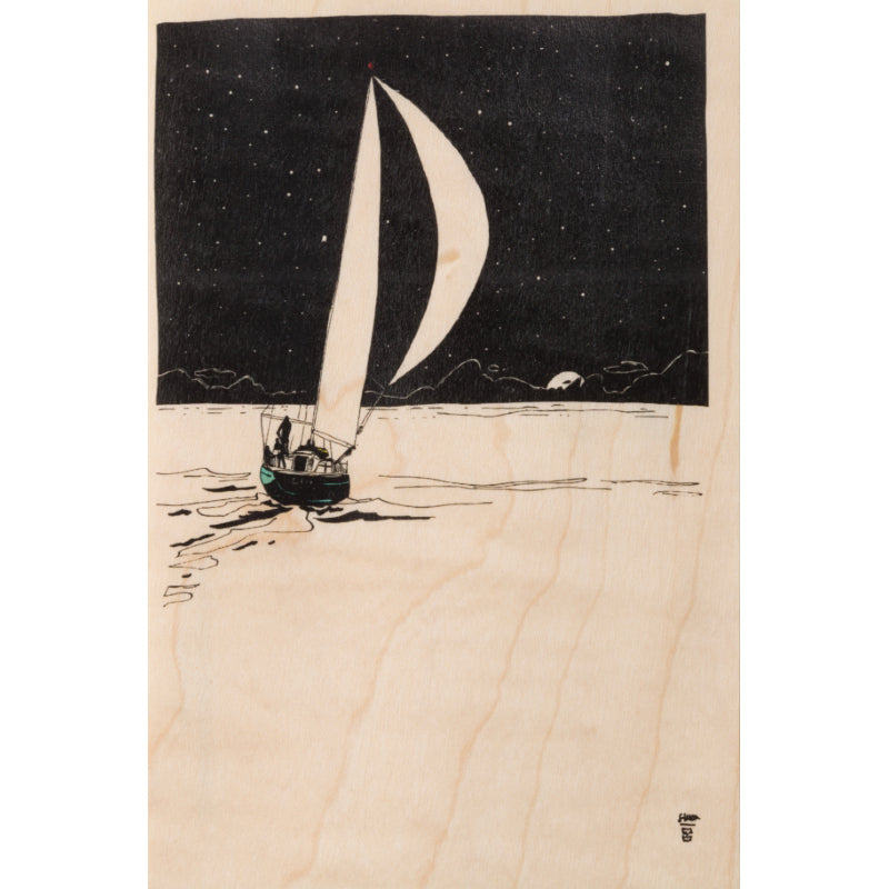 Wood postcard ride sailing W
