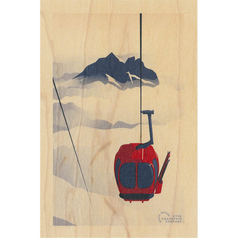 Wood postcard ski le télécabine W