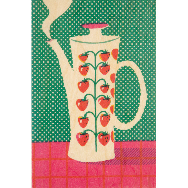 Wood postcard still life strawberries W