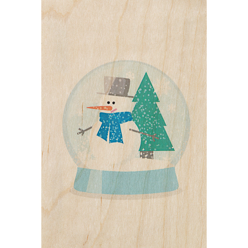 Carte en bois snow globes snowman W