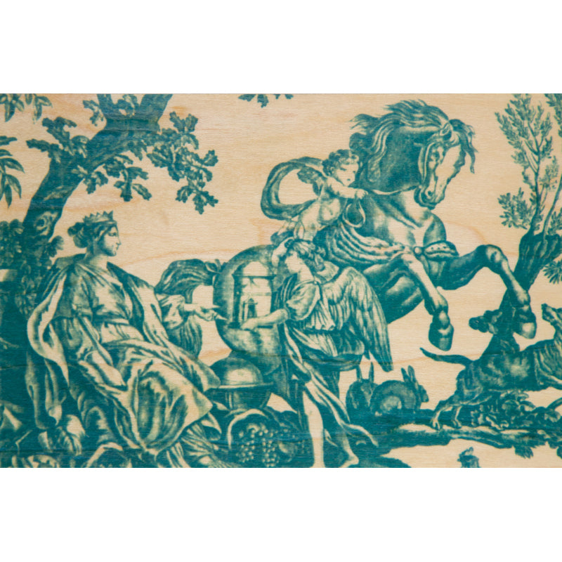 Wood postcard toile de jouy 4 parties cavalier W