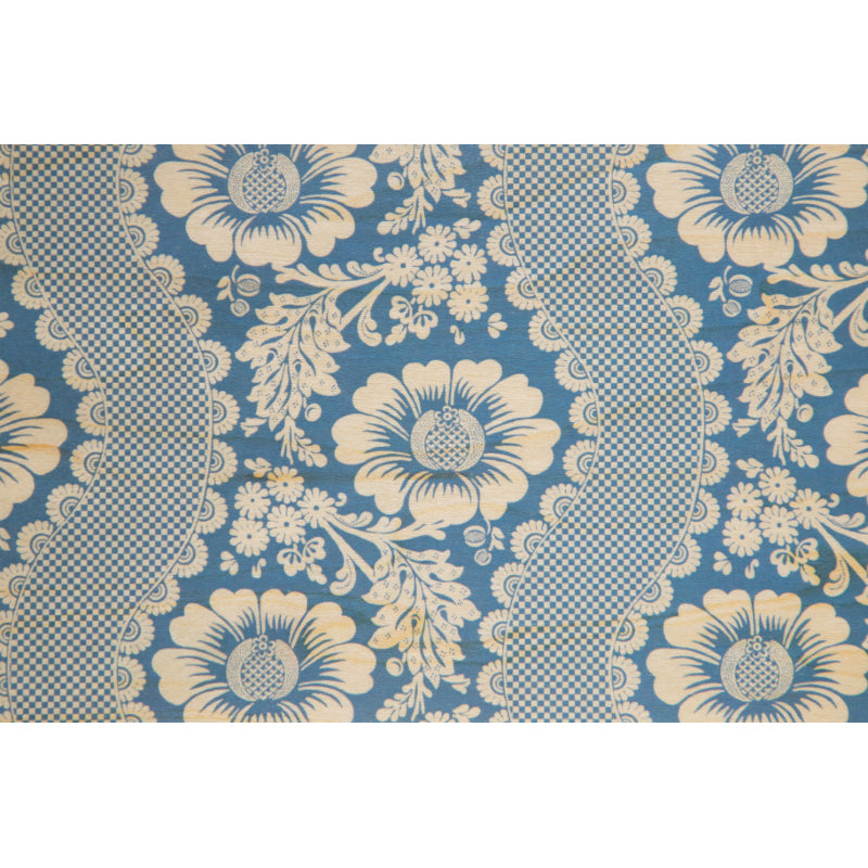 Carte en bois toile de jouy fleurs bleu W