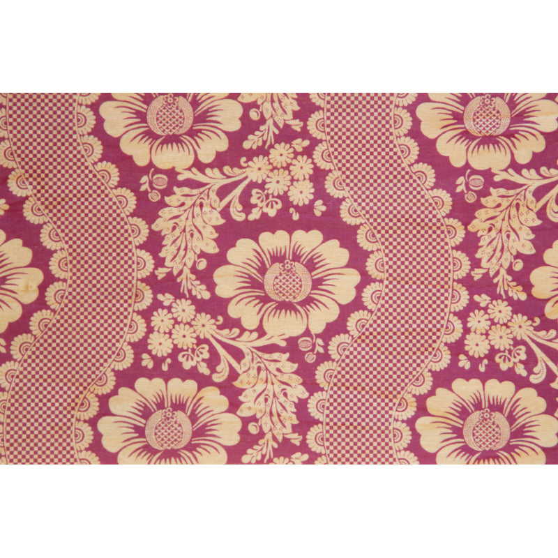 Carte en bois toile de jouy fleurs rose W