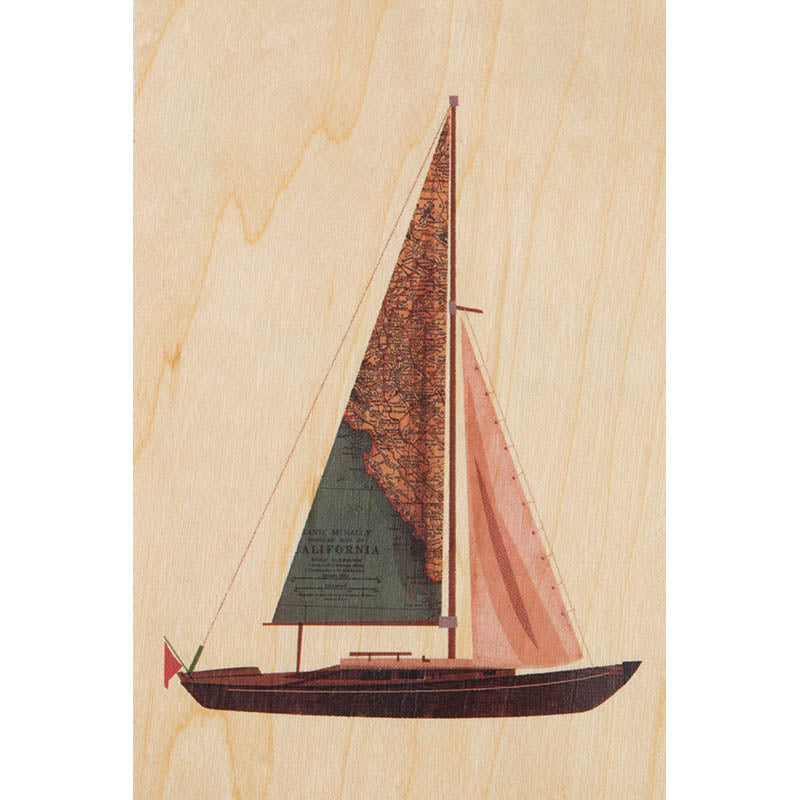 Wood postcard travel boat W