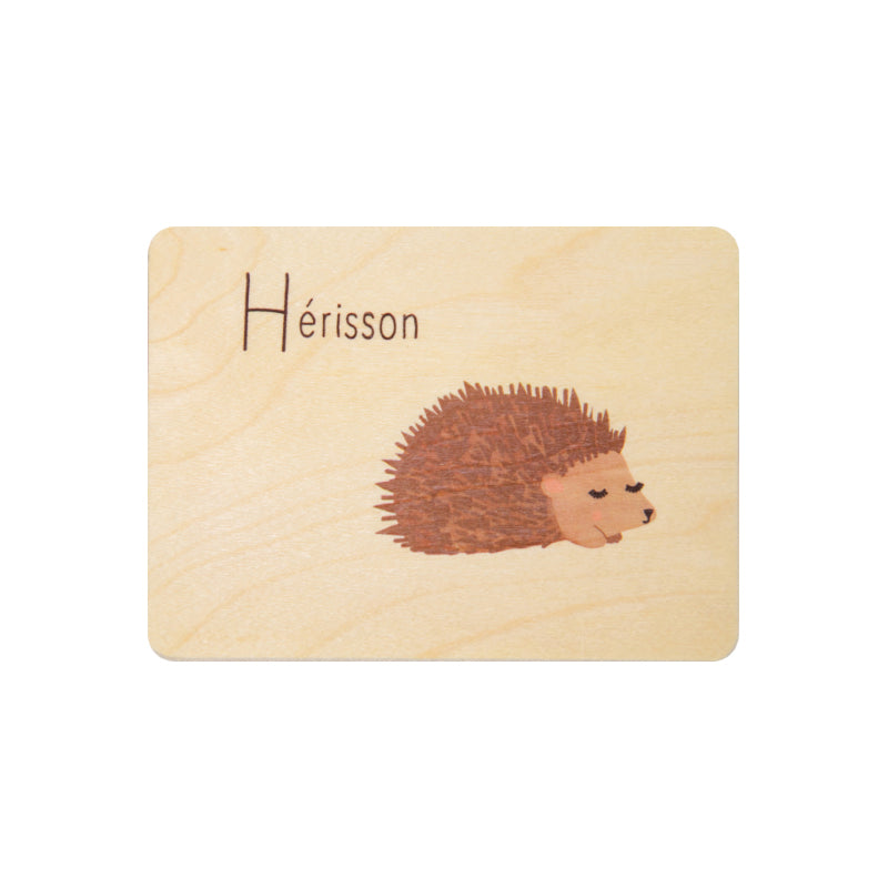 Petite carte en bois abc hérisson W