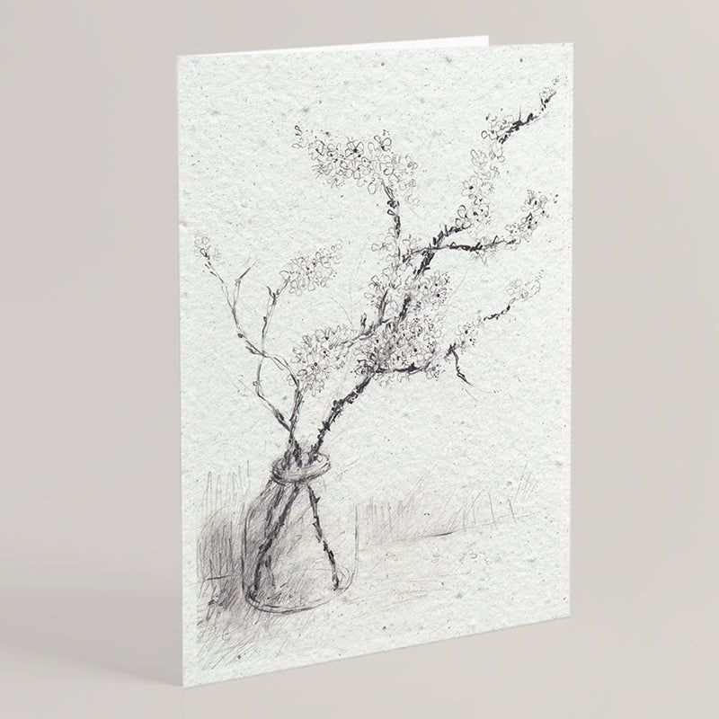 Carte double en papier ensemencé blackthorn blossom B