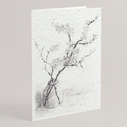 Carte double en papier ensemencé blackthorn blossom S