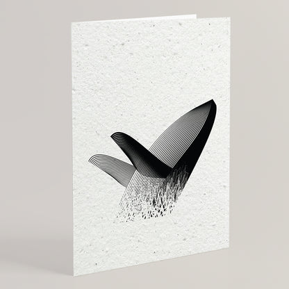 Folded seed paper greeting card baleine S