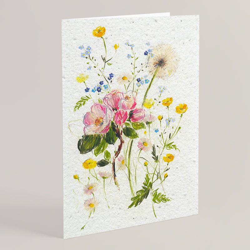 Carte double en papier ensemencé buttercups B