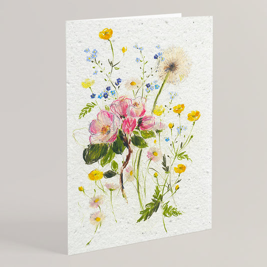 Carte double en papier ensemencé buttercups S