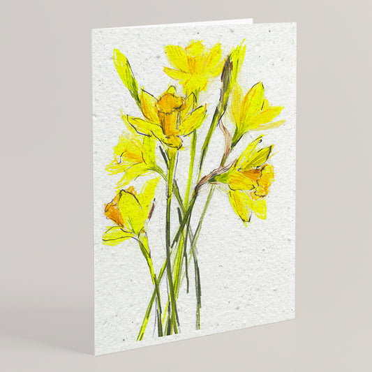 Carte double en papier ensemencé daffodils S