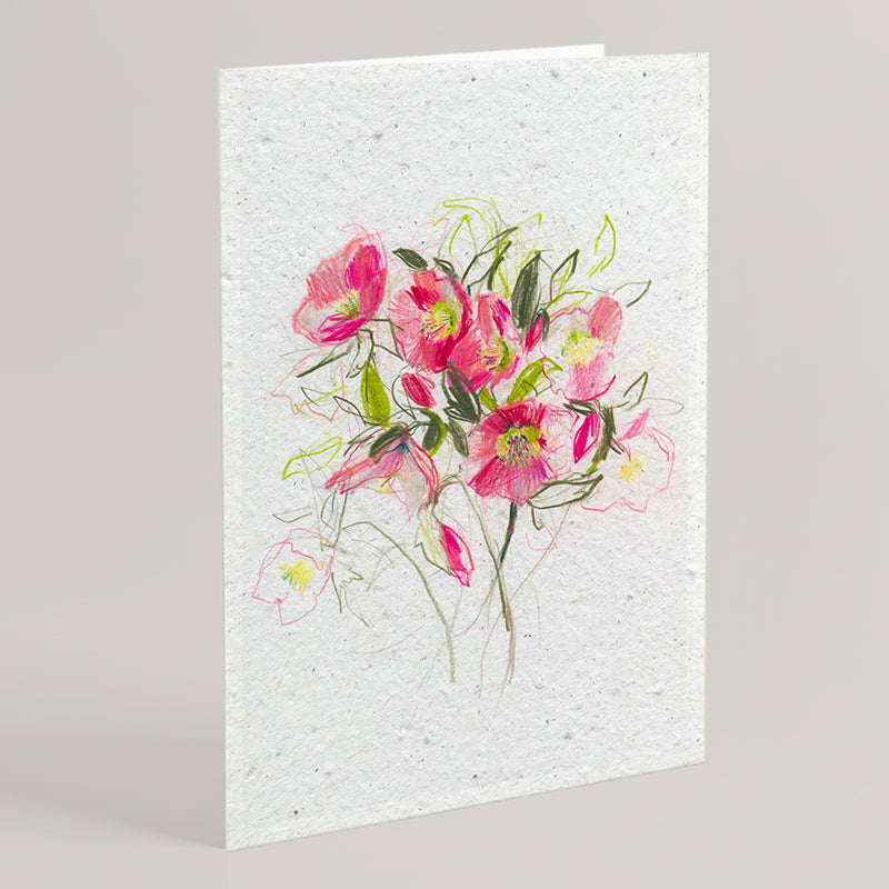 Carte double en papier ensemencé hellebores B