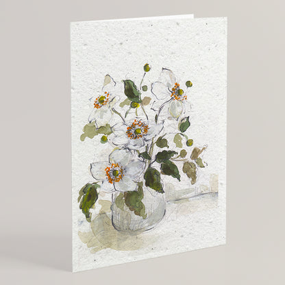 Carte double en papier ensemencé japanese anemons S