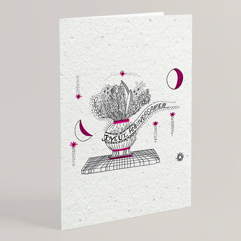 Carte double en papier ensemencé joyeux anniversaire B