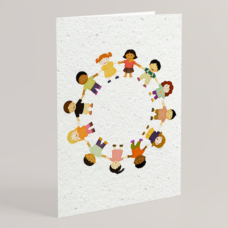 Carte double en papier ensemencé kids united B