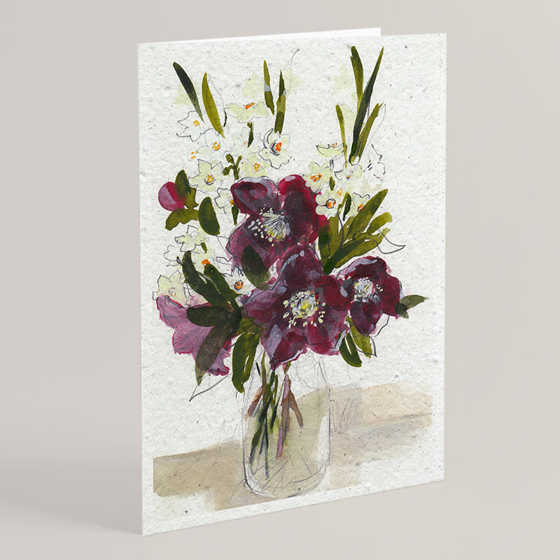 Carte double en papier ensemencé narcissus B