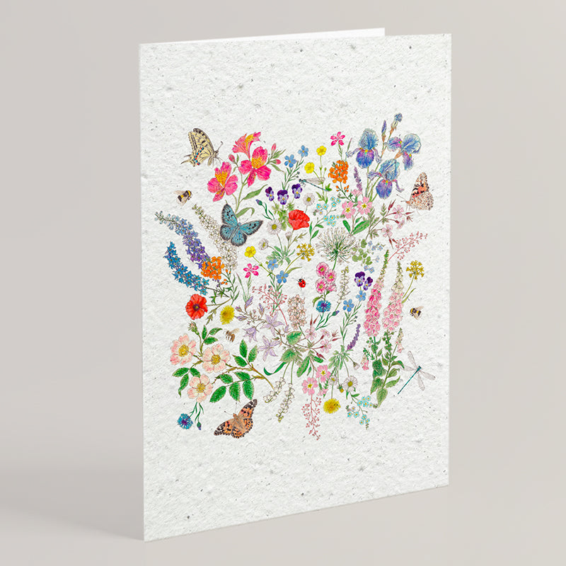 Carte double en papier ensemencé nature folle B