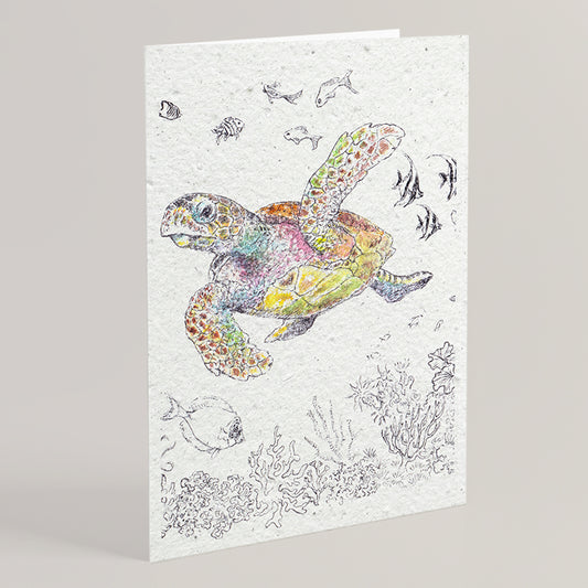 Carte double en papier ensemencé turtle S