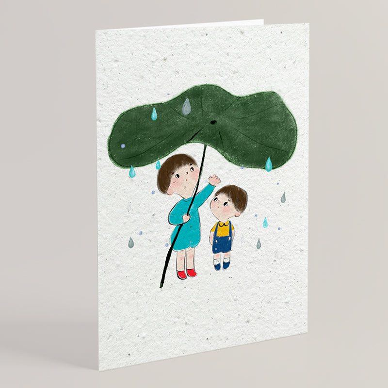 Carte double en papier ensemencé under the leaf B