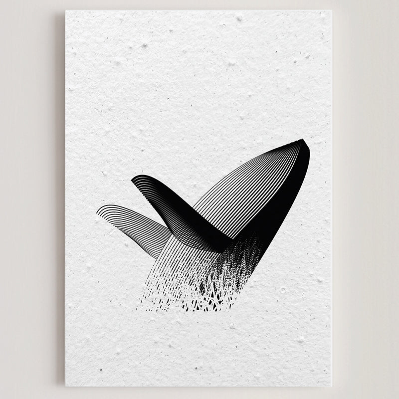 Folded seed paper greeting card baleine S
