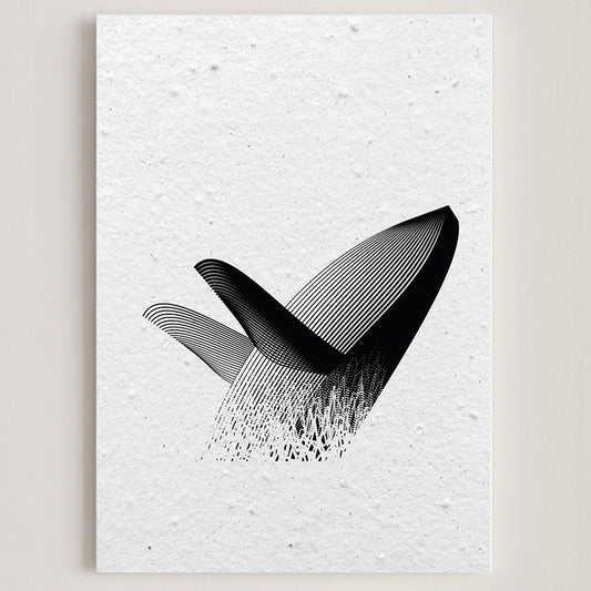 Carte double en papier ensemencé baleine S