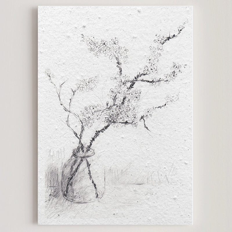 Carte double en papier ensemencé blackthorn blossom B