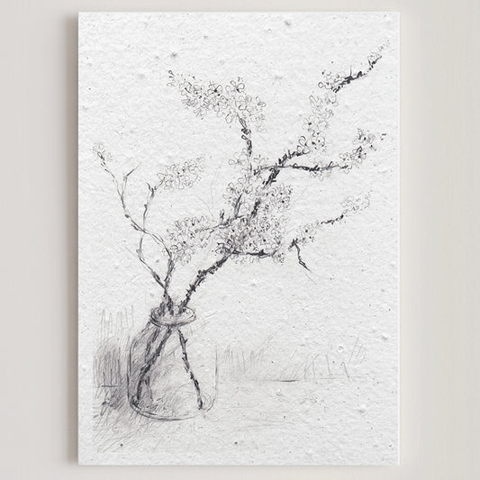 Carte double en papier ensemencé blackthorn blossom S