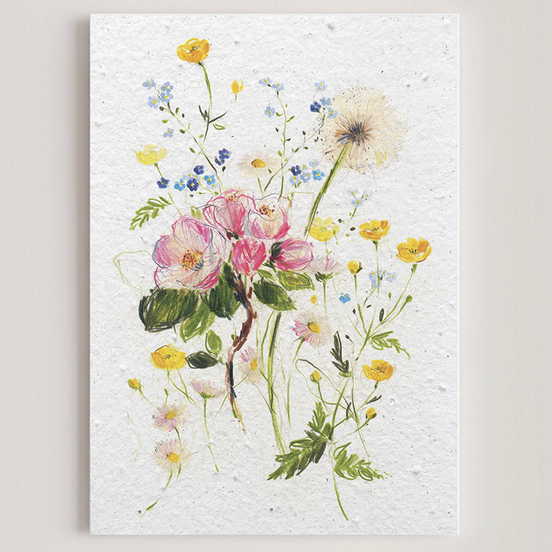 Carte double en papier ensemencé buttercups B