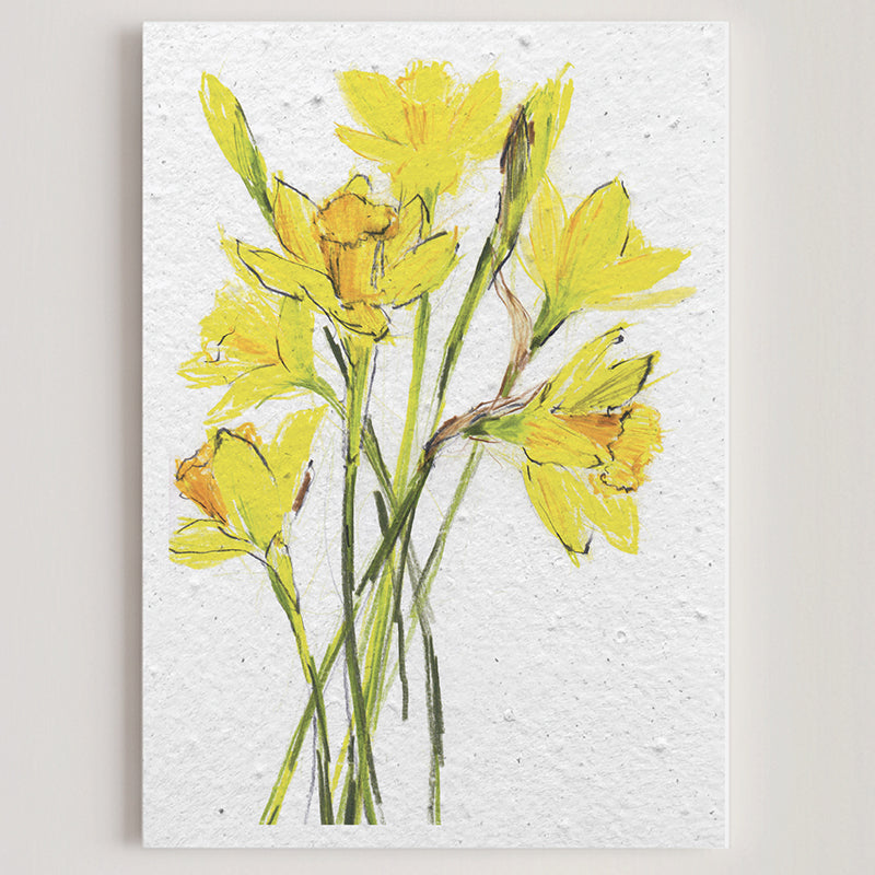 Carte double en papier ensemencé daffodils B