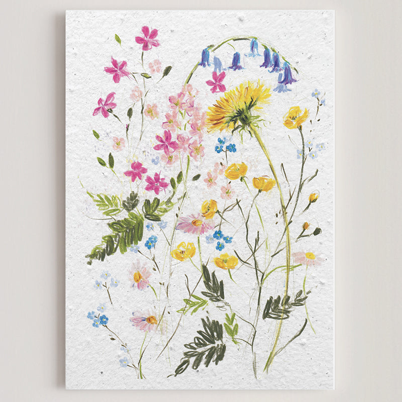 Carte double en papier ensemencé dandelion B