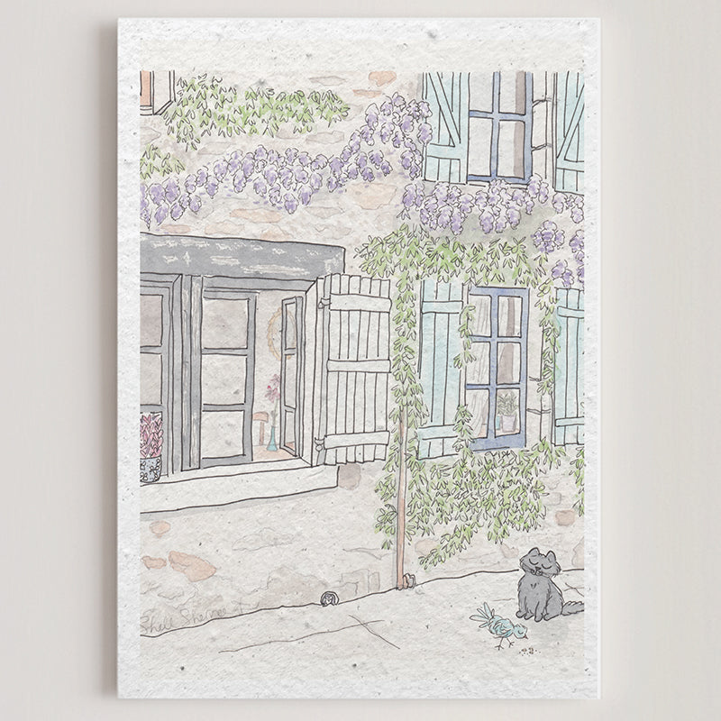 Carte double en papier ensemencé flowery walls B