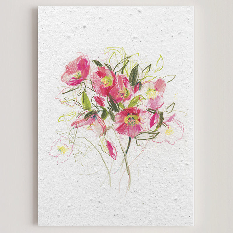 Carte double en papier ensemencé hellebores B