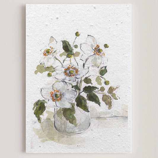 Carte double en papier ensemencé japanese anemons S
