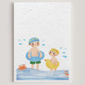 Carte double en papier ensemencé kids in the water B
