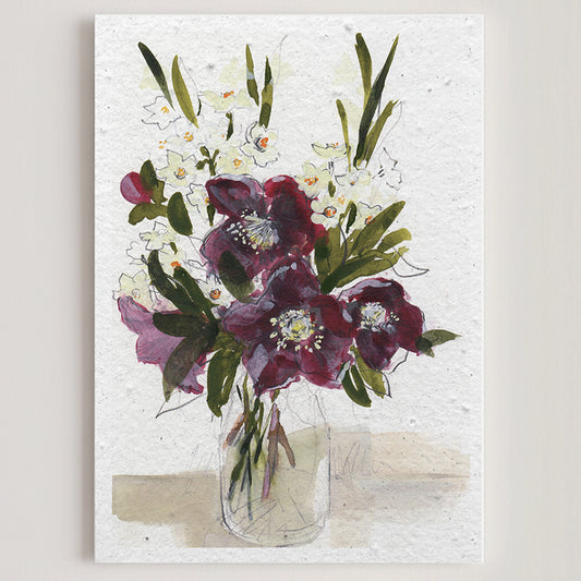 Carte double en papier ensemencé narcissus S