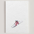 Carte double en papier ensemencé ski B