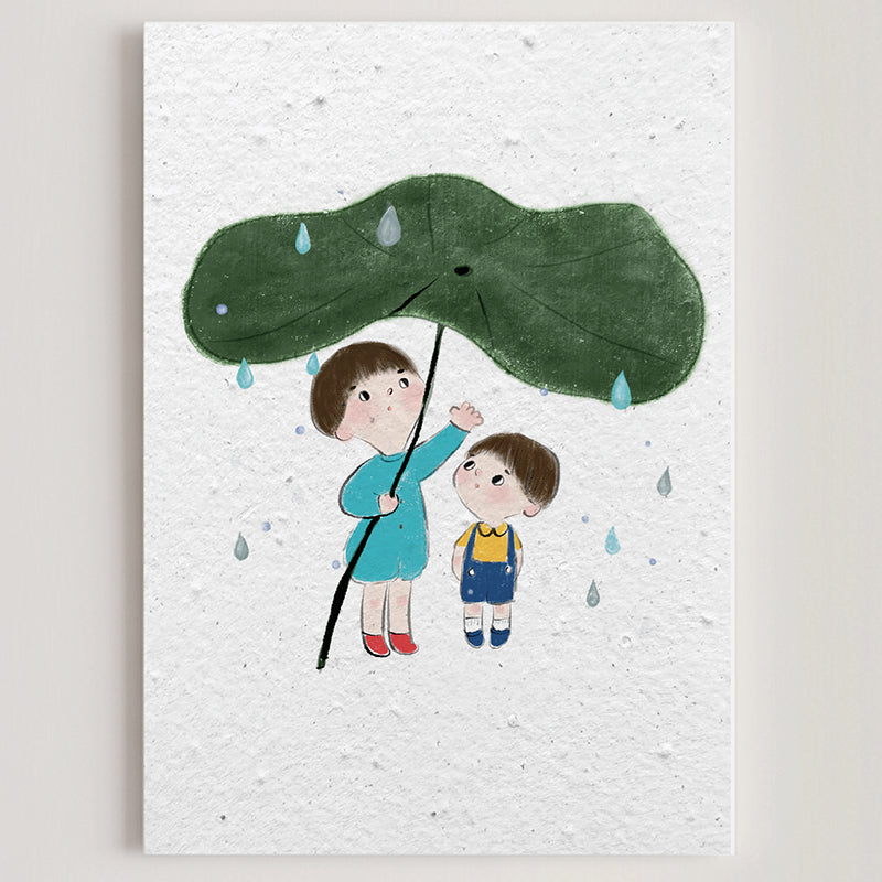 Carte double en papier ensemencé under the leaf B