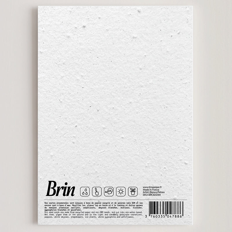 Carte double en papier ensemencé merci B